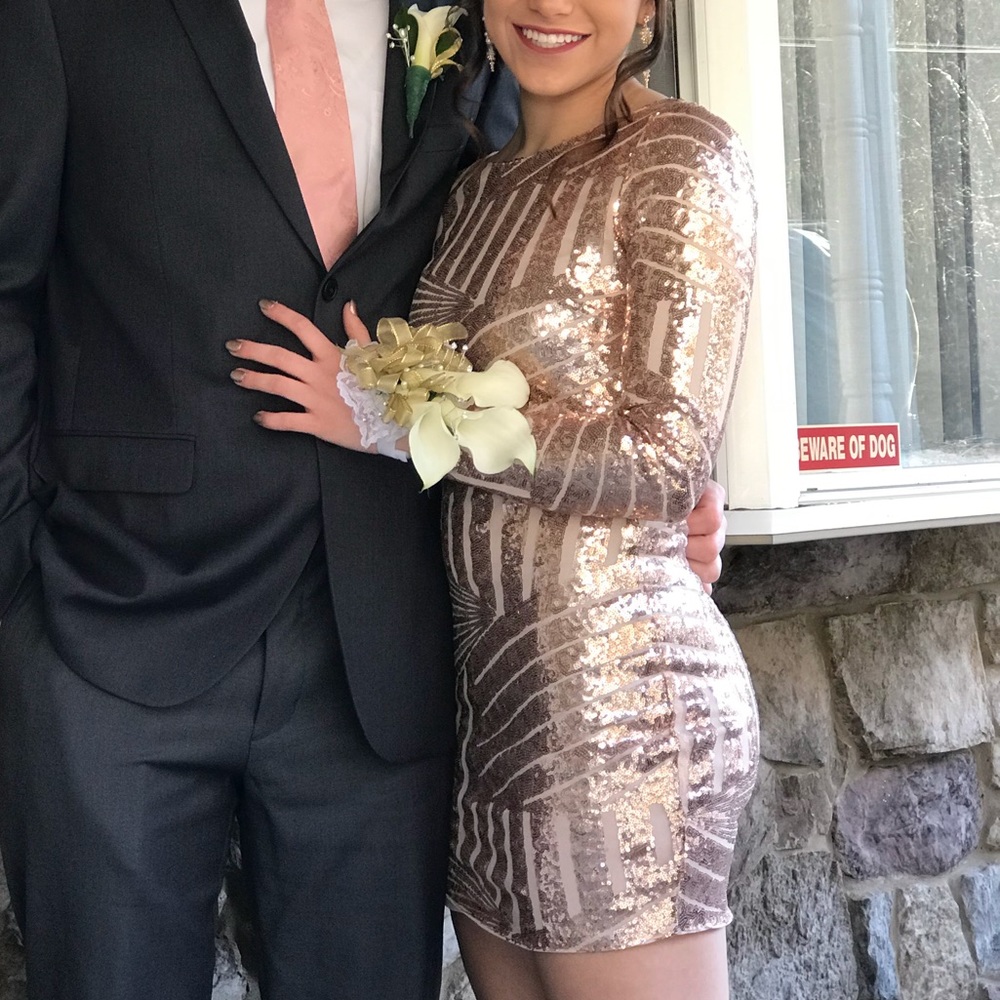 Xenia Boutique rose gold sequin dress